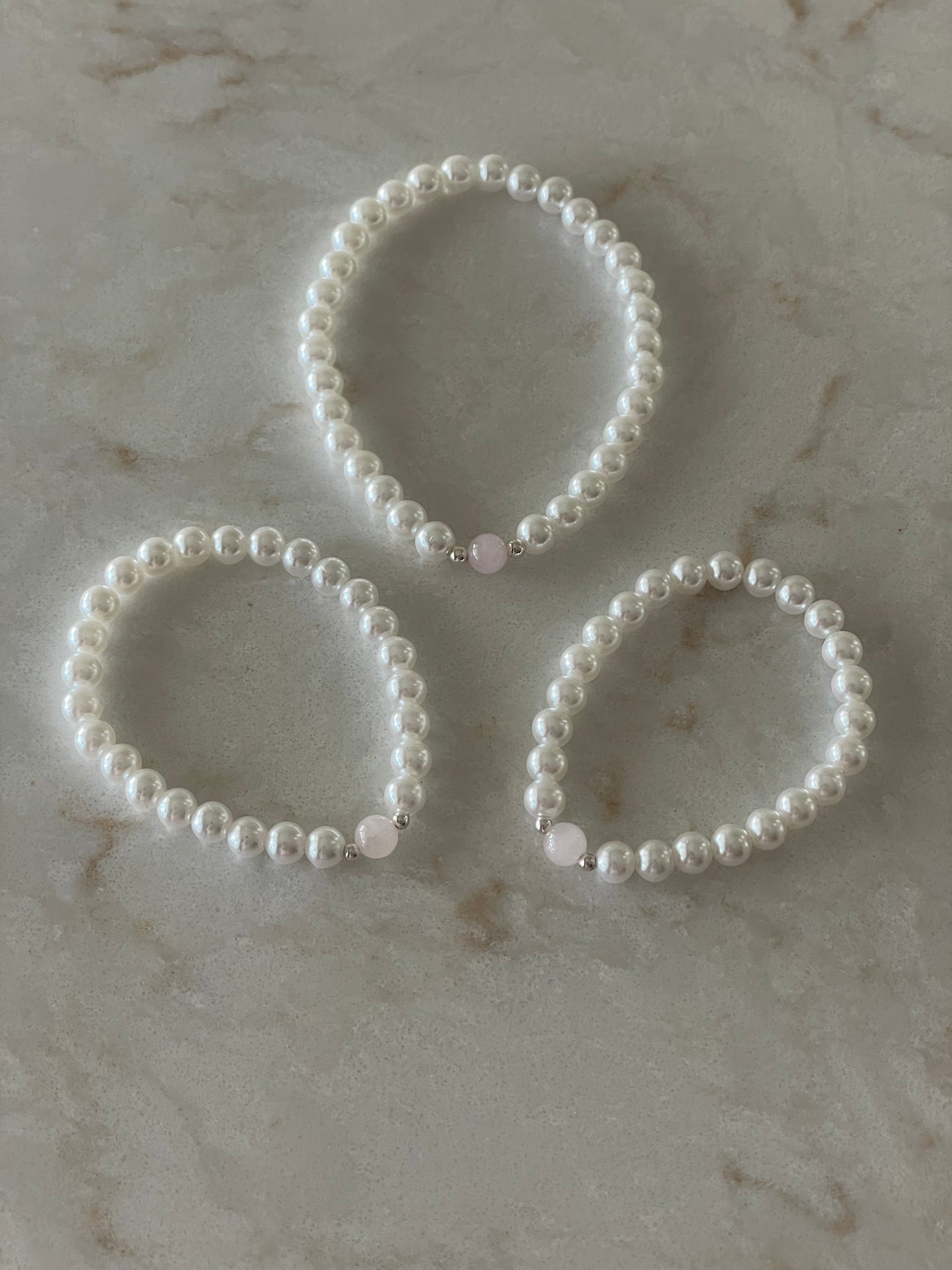 Pearl and Rose Quartz stretch bracelet