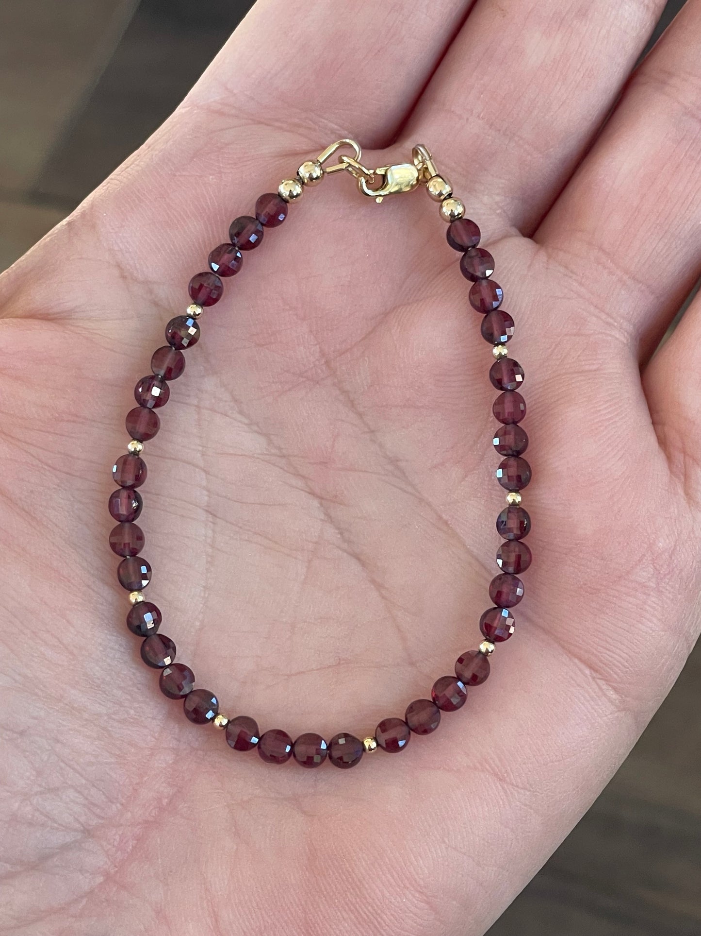 Garnet coin shaped bracelet