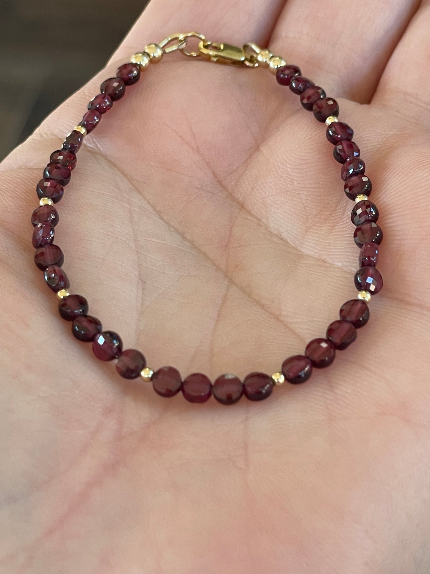 Garnet coin shaped bracelet