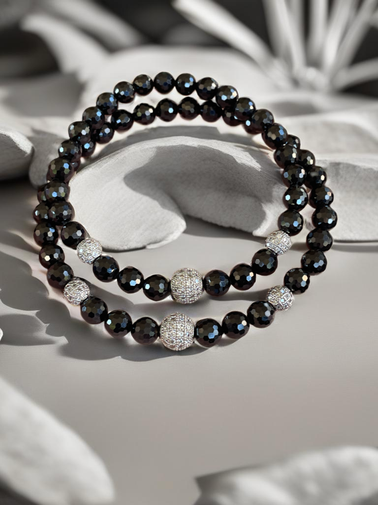 Black Spinel stretch bracelet