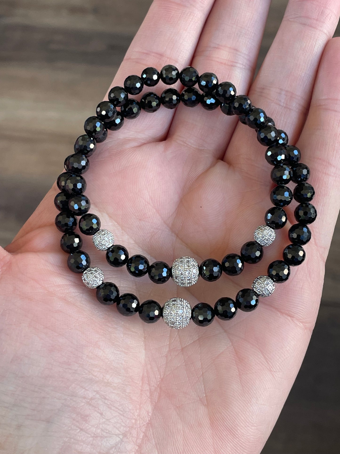 Black Spinel stretch bracelet