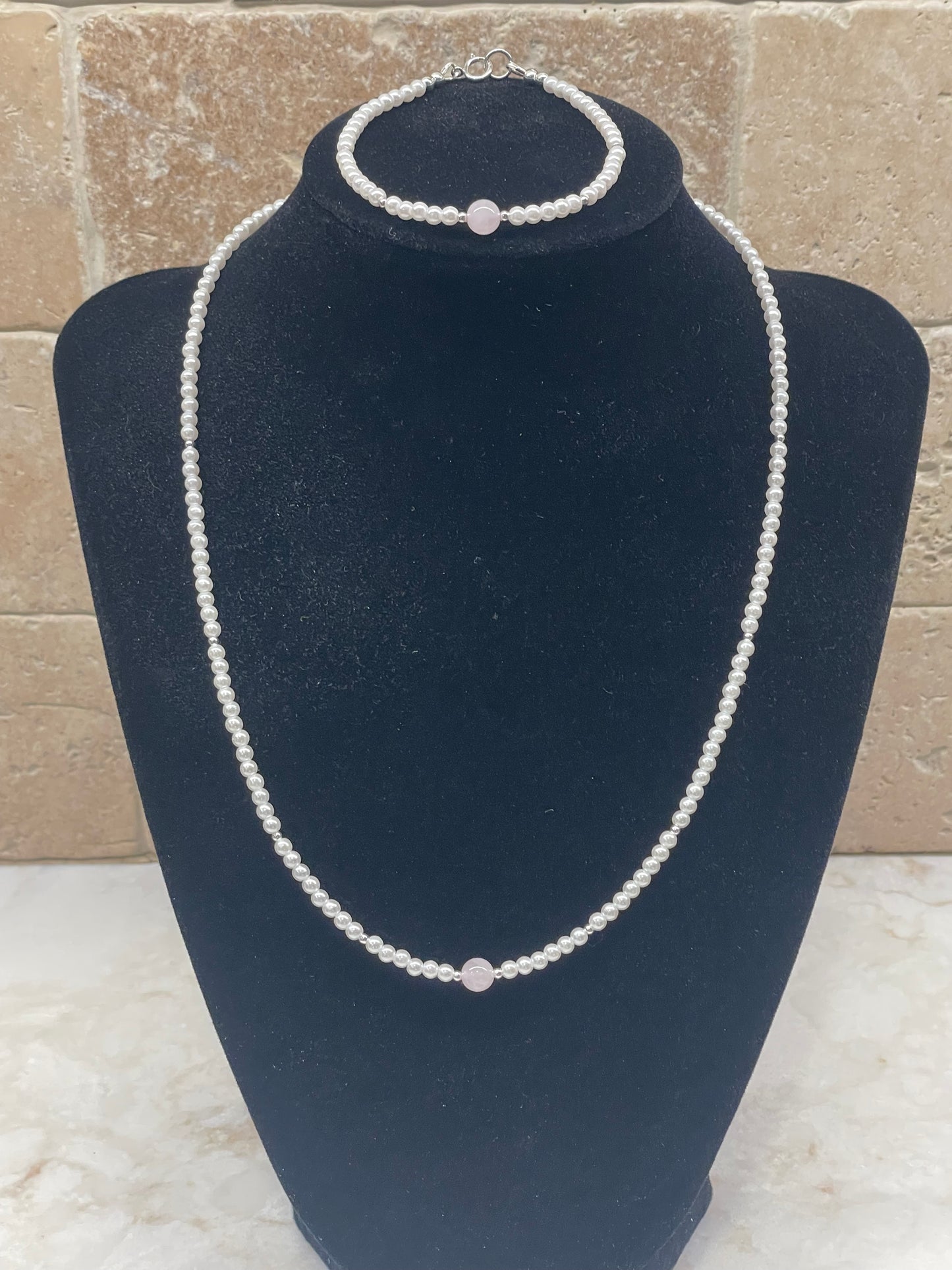 Pearl and Rose Quartz necklace