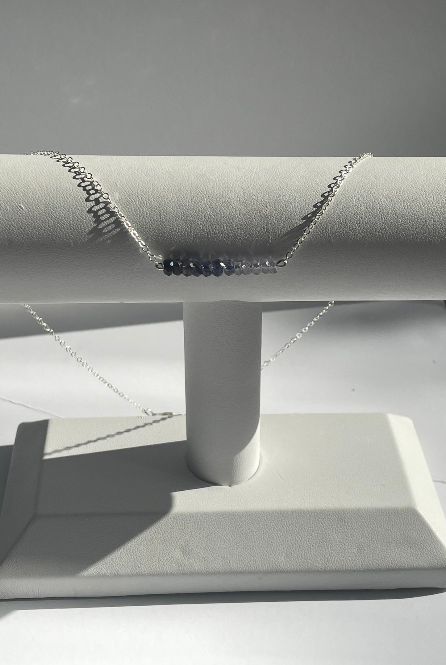 Shaded Iolite bar necklace