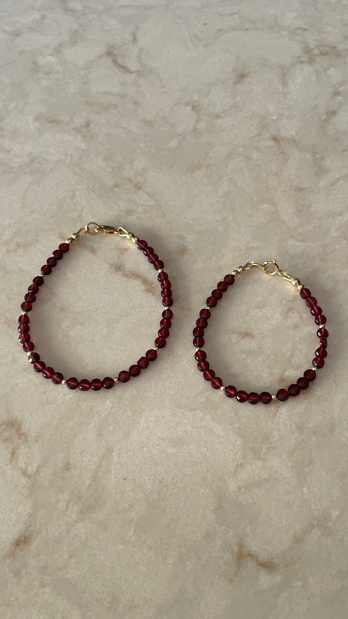 Garnet coin shaped bracelet