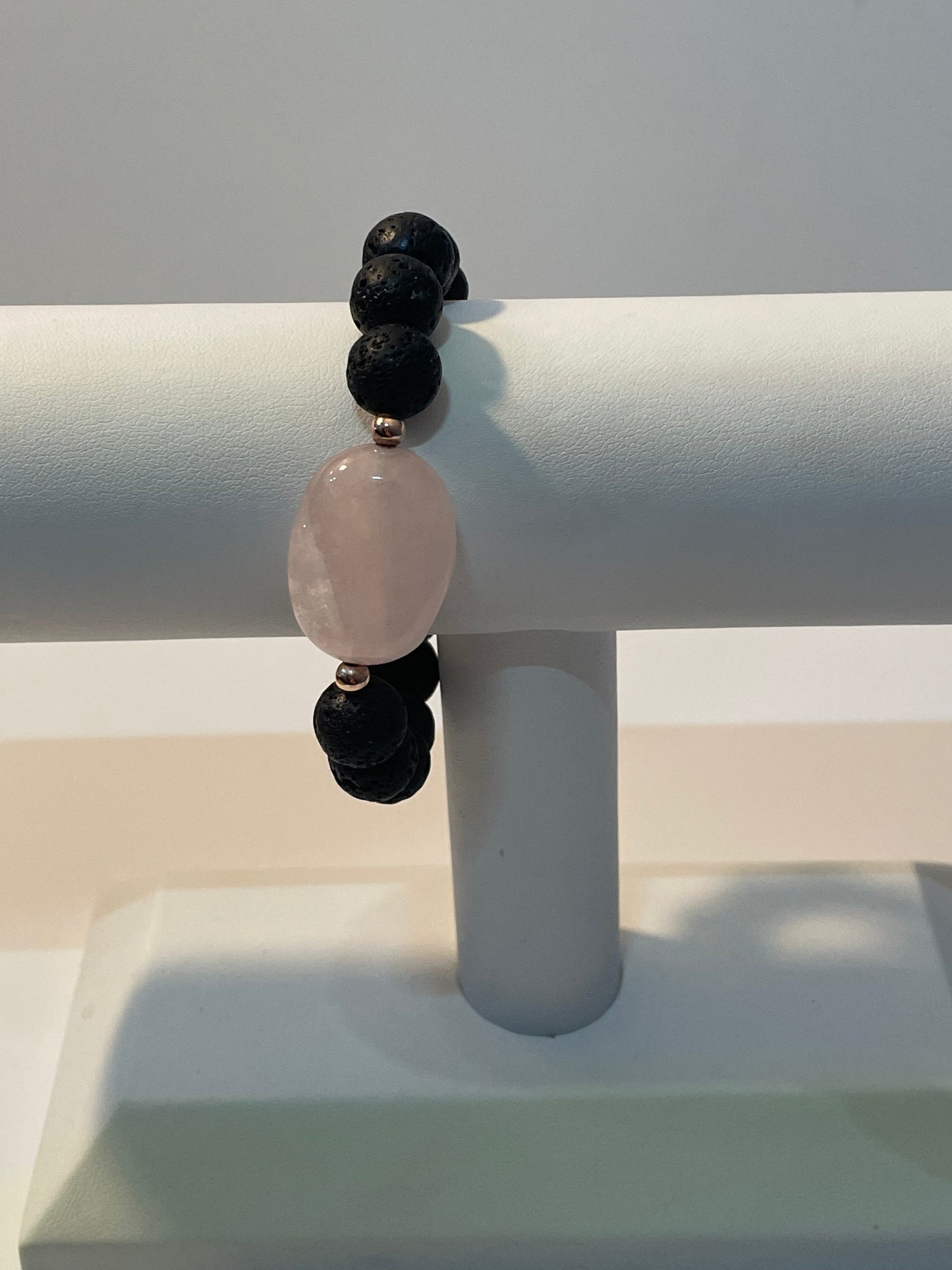 Rose Quartz lava bead bracelet