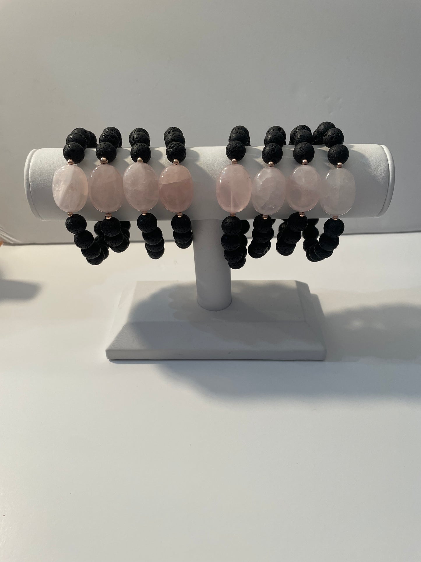 Rose Quartz lava bead bracelet