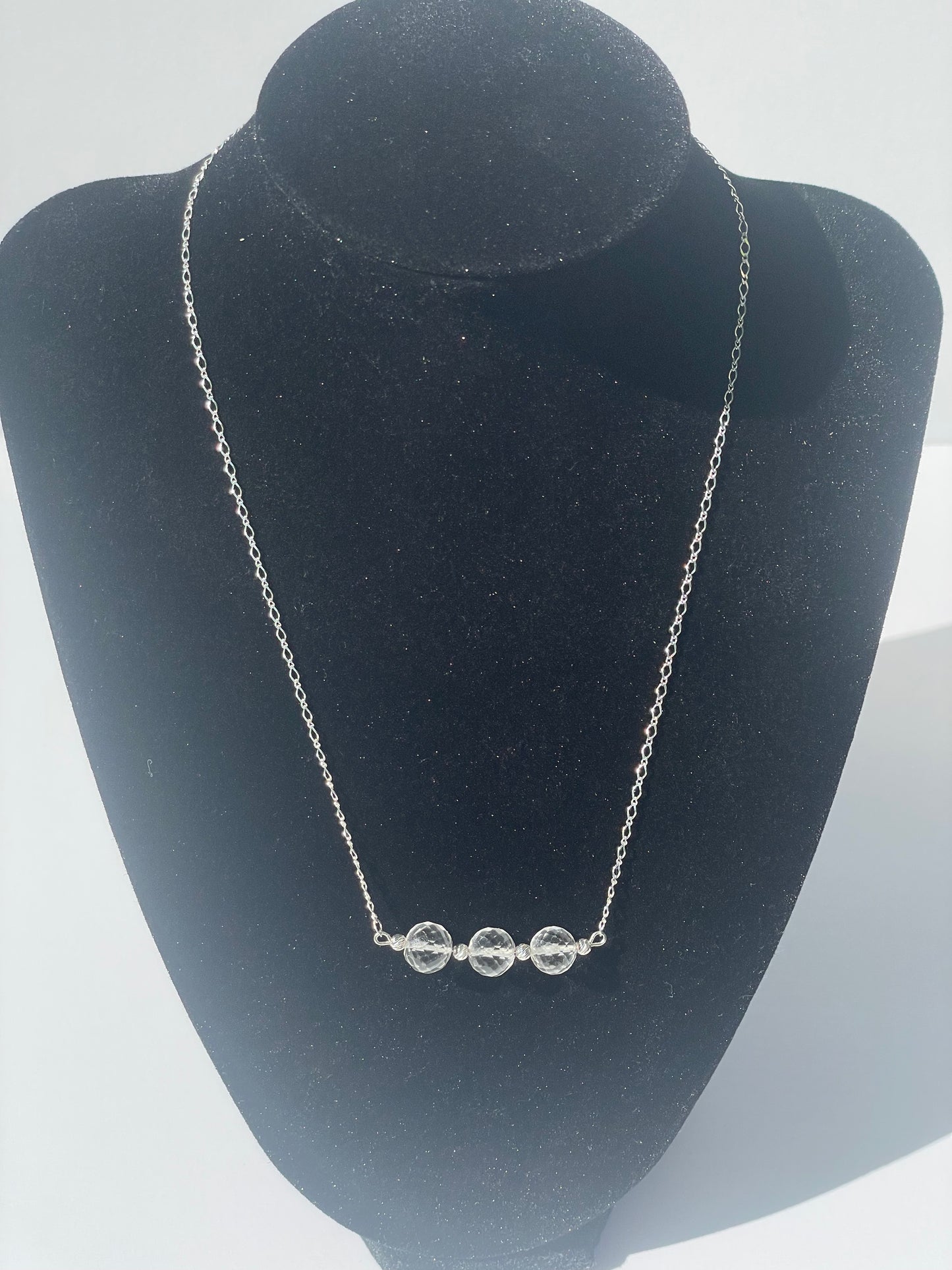 Clear Quartz triple bead necklace