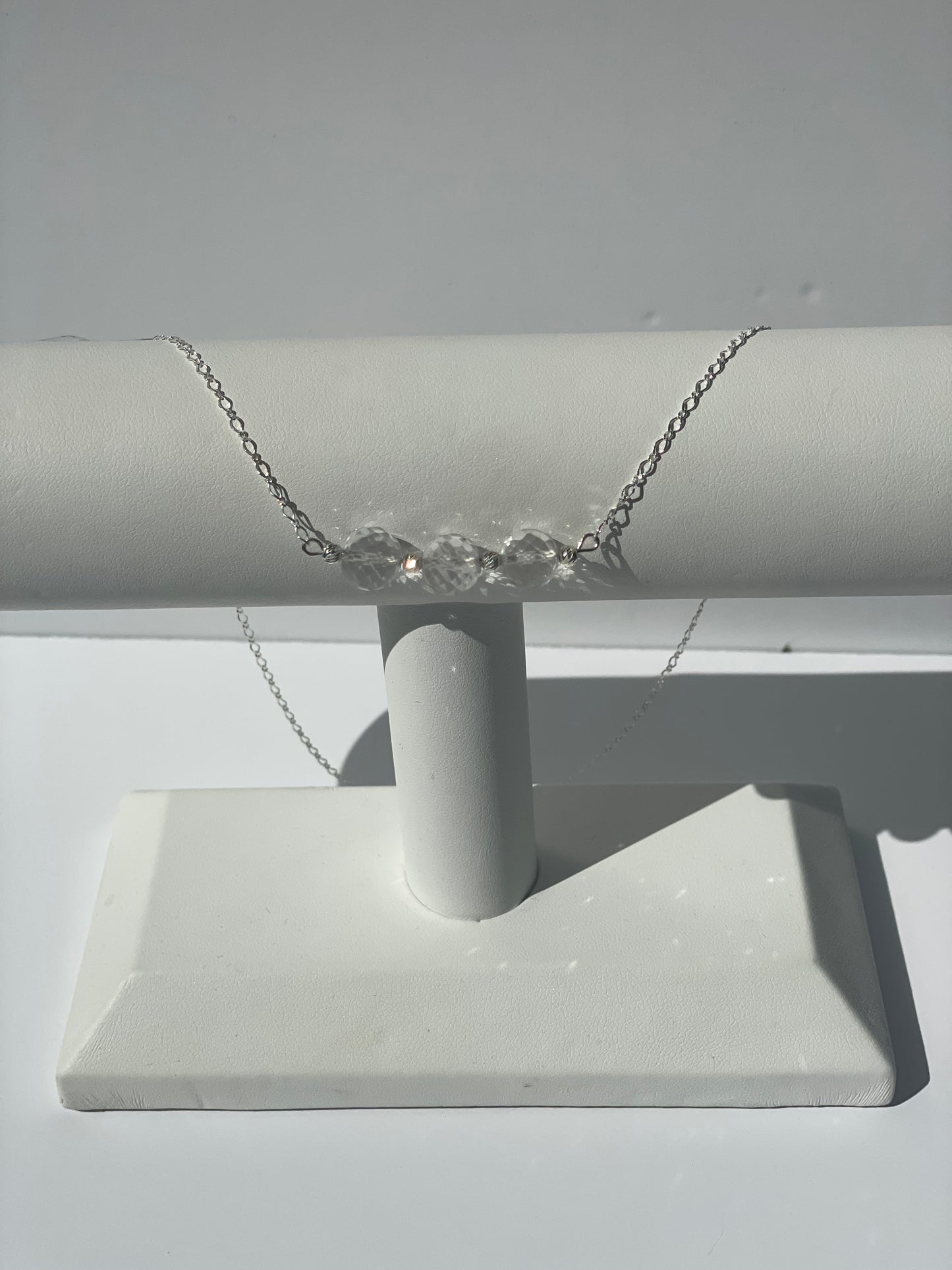 Clear Quartz triple bead necklace