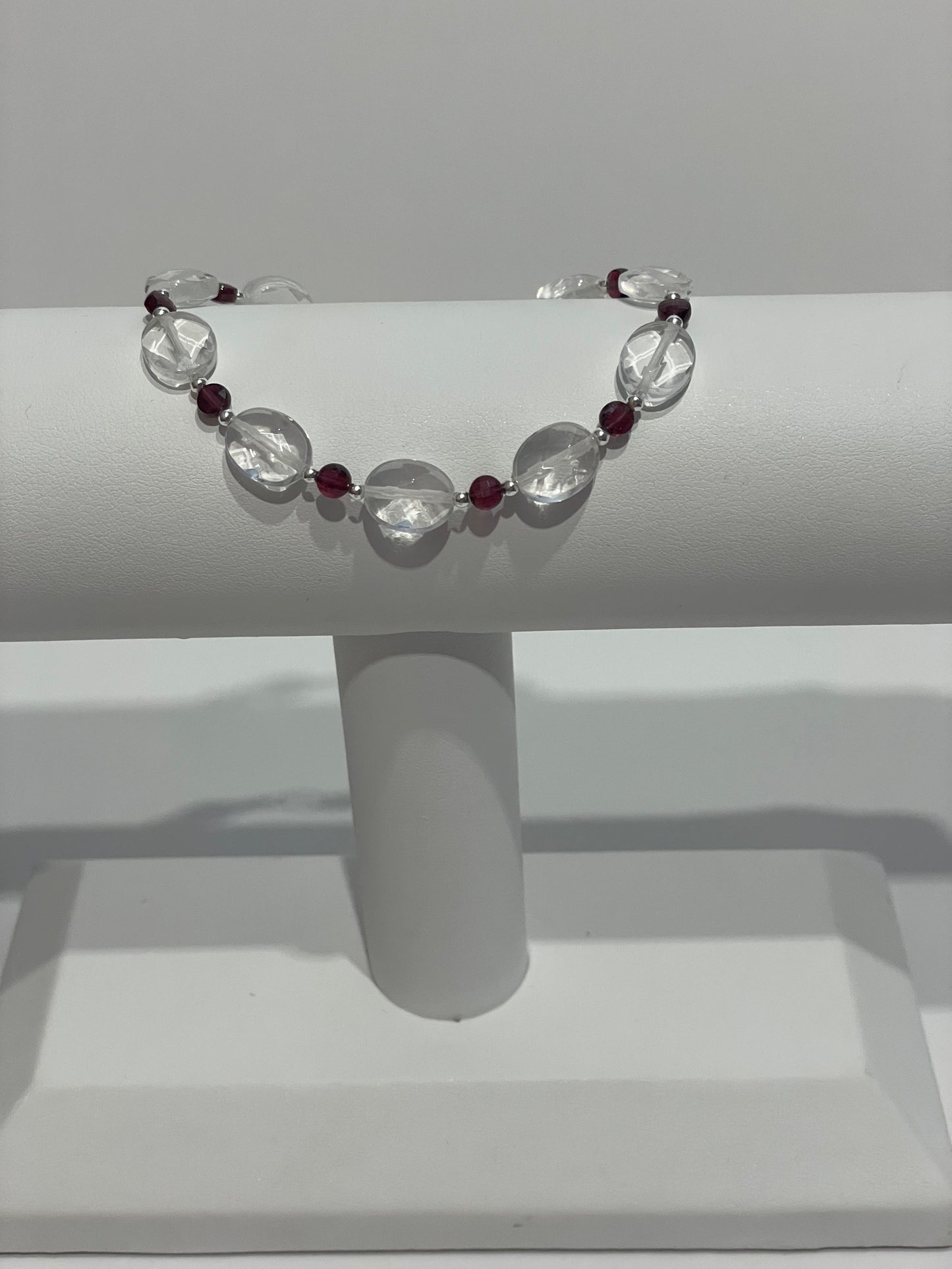 Clear Quartz and Garnet oval bracelet