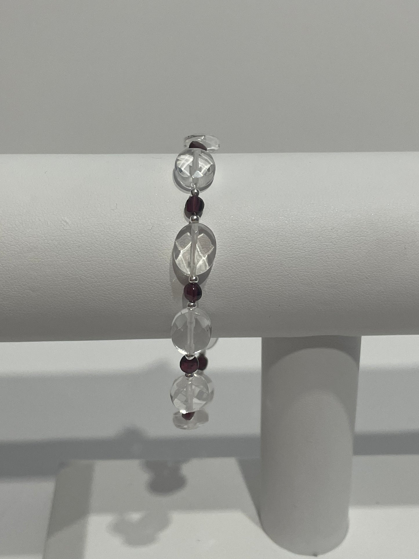 Clear Quartz and Garnet oval bracelet