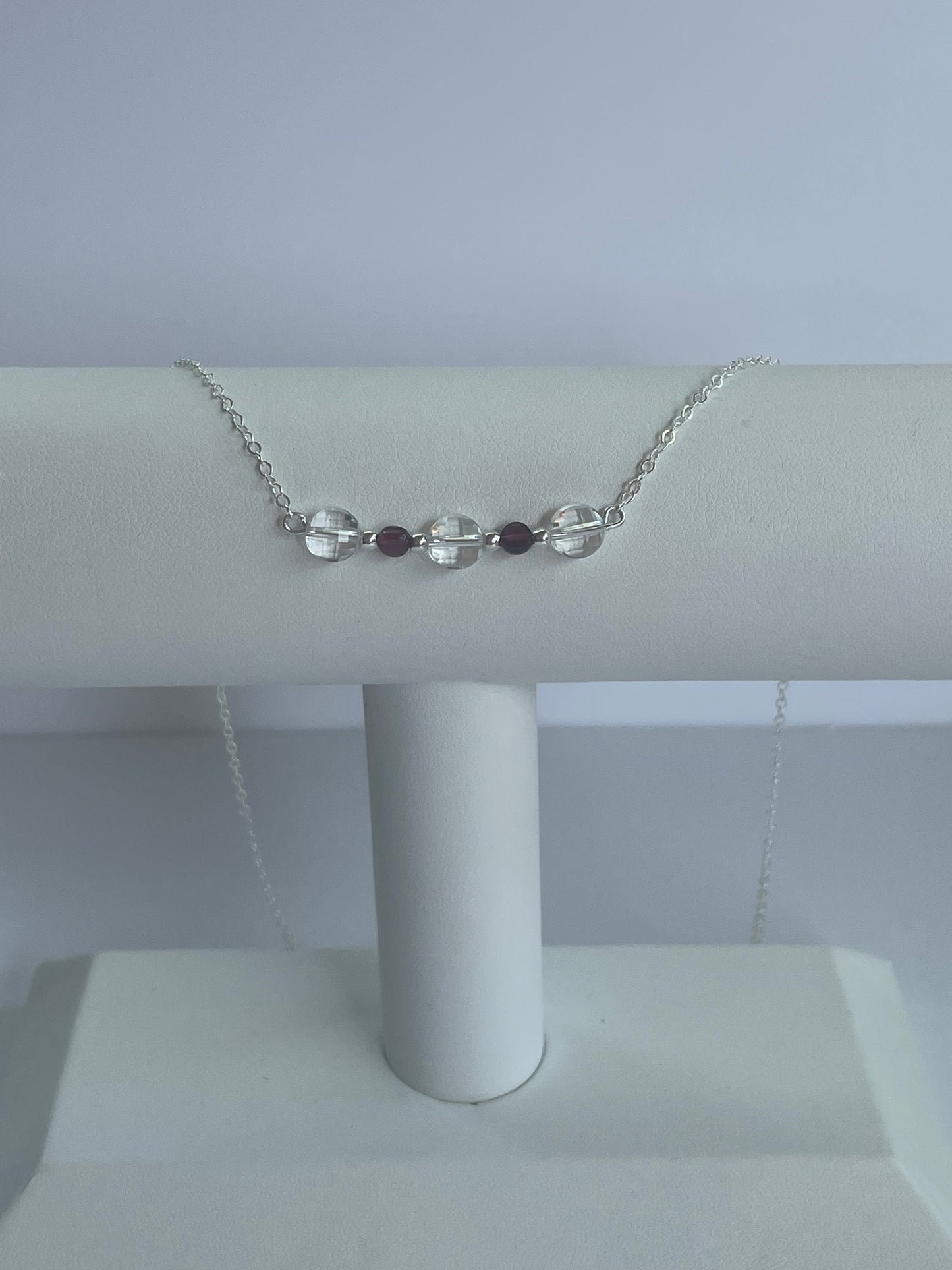 Clear Quartz and garnet necklace