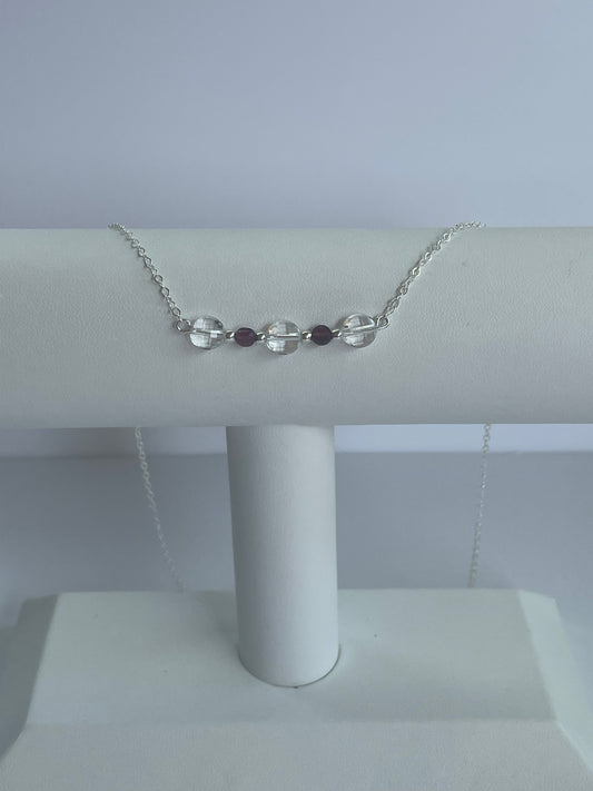 Clear Quartz and garnet necklace