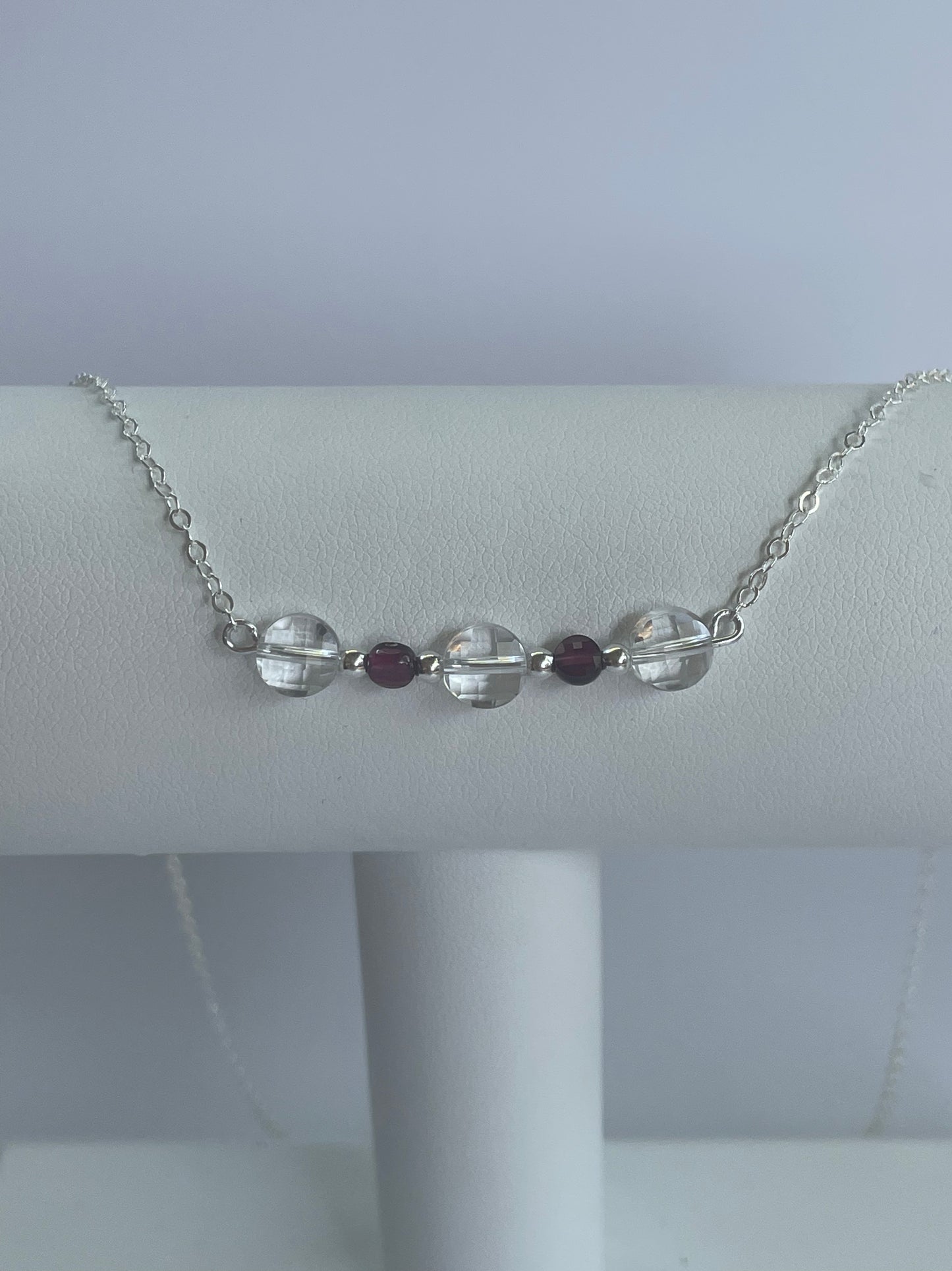 Clear Quartz and garnet necklace