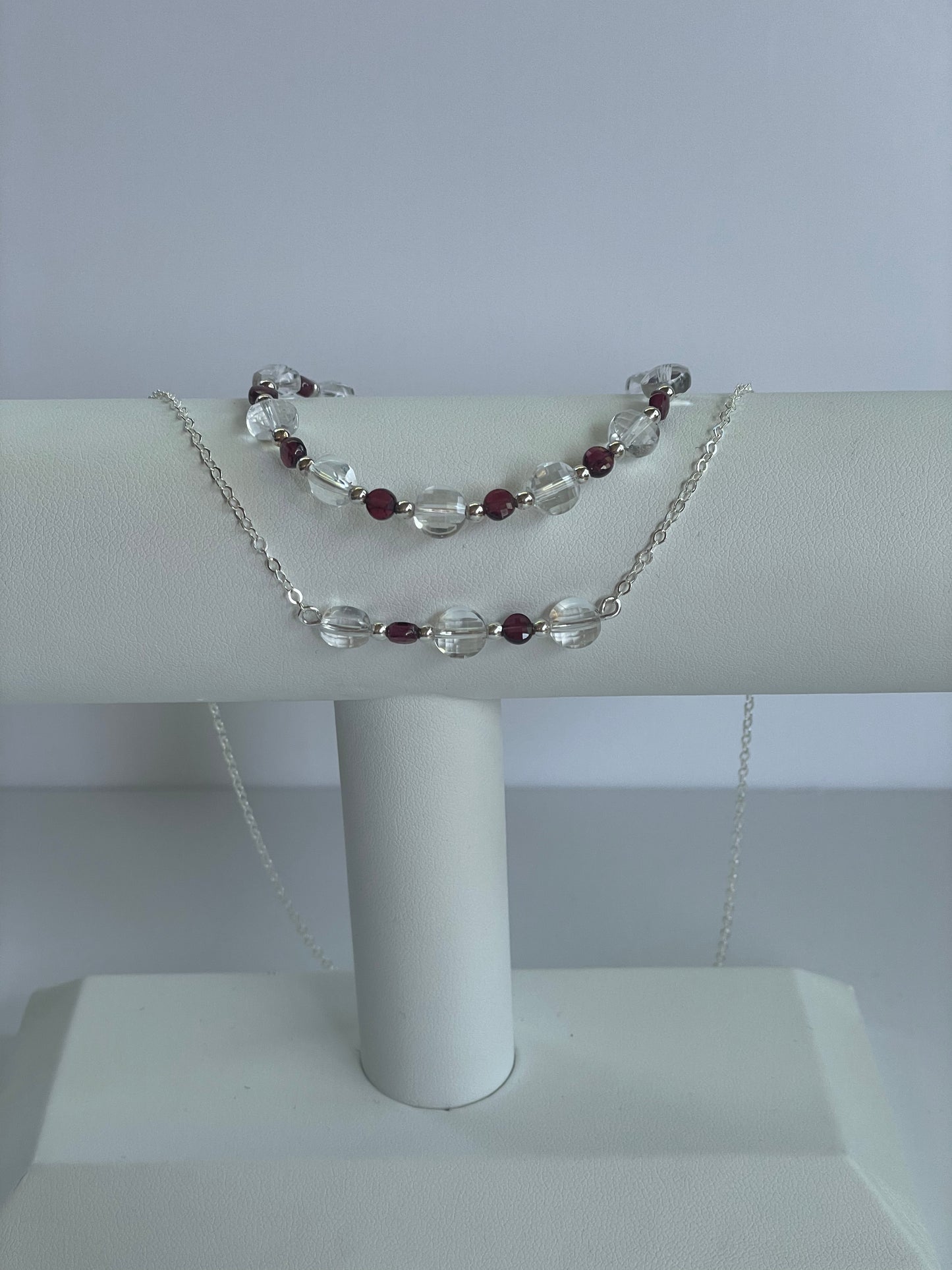 Clear Quartz and garnet necklace