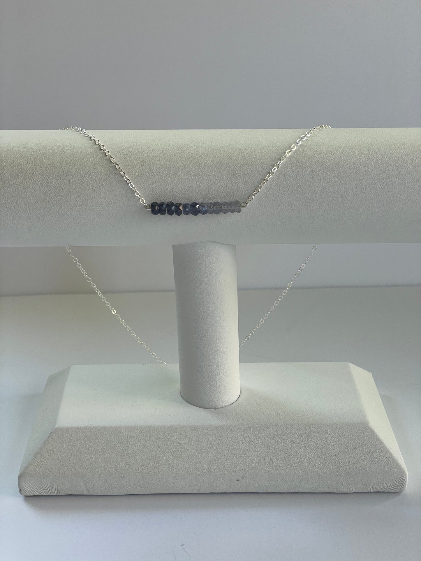Shaded Iolite bar necklace