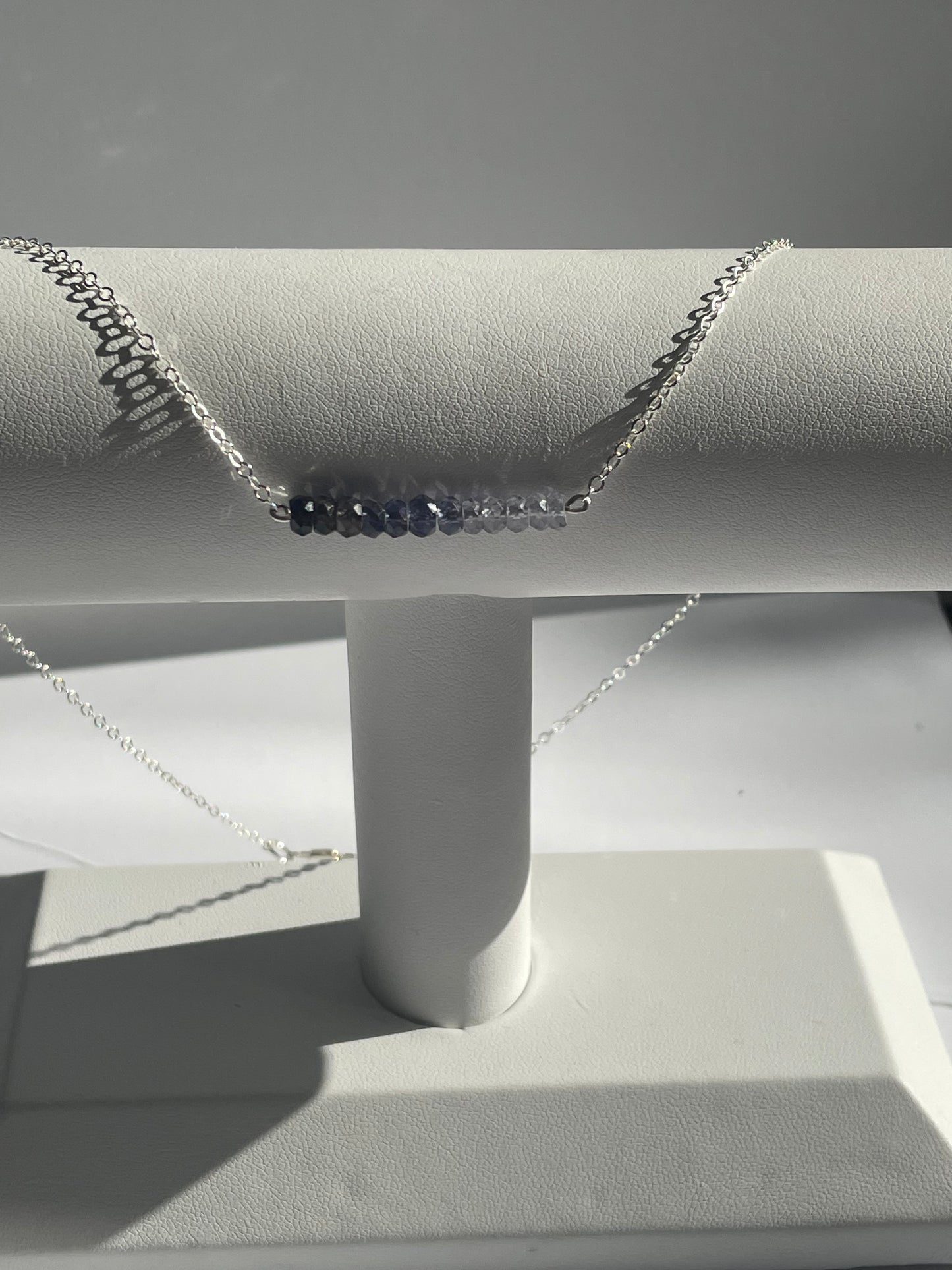 Shaded Iolite bar necklace