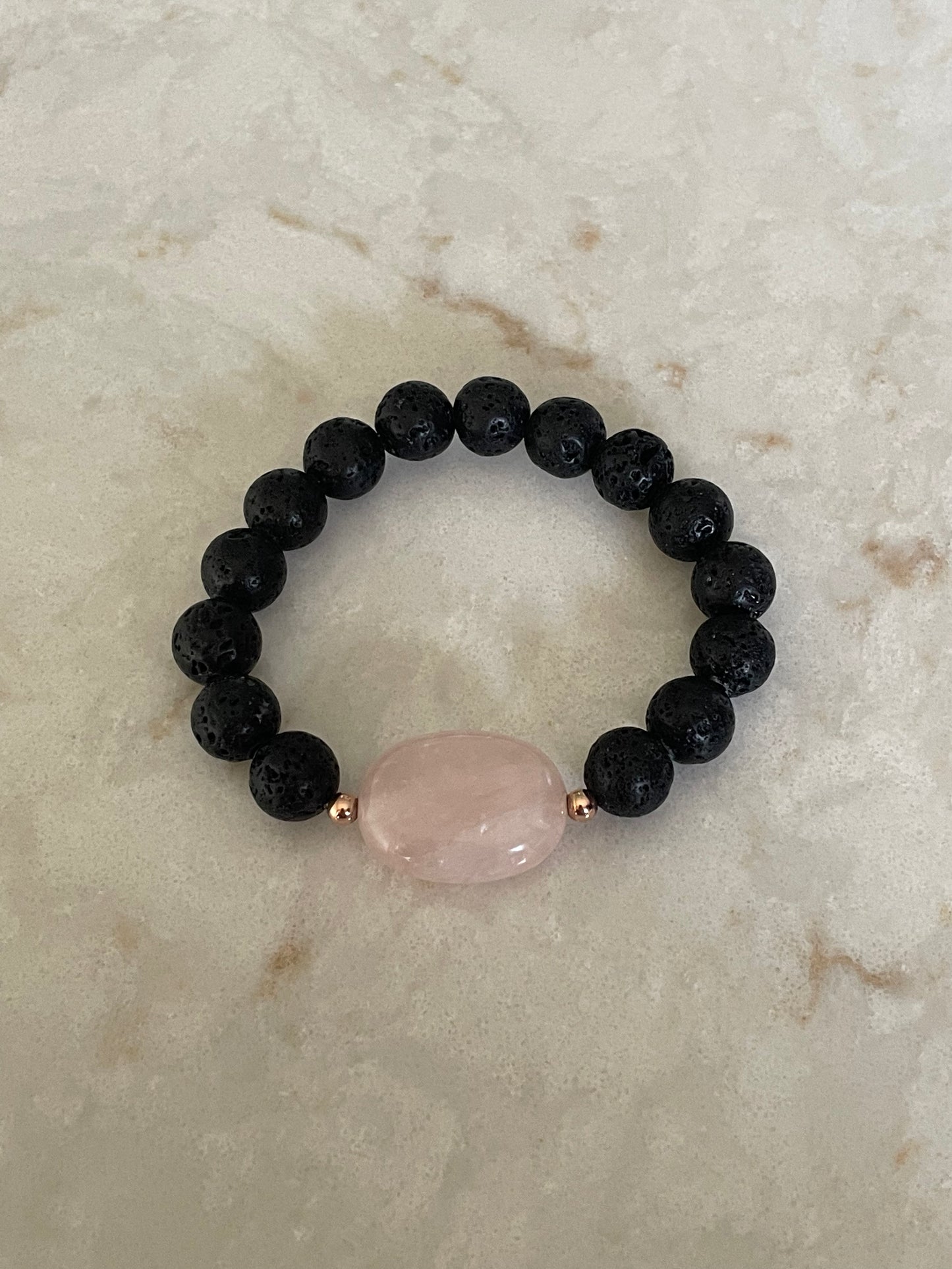 Rose Quartz lava bead bracelet
