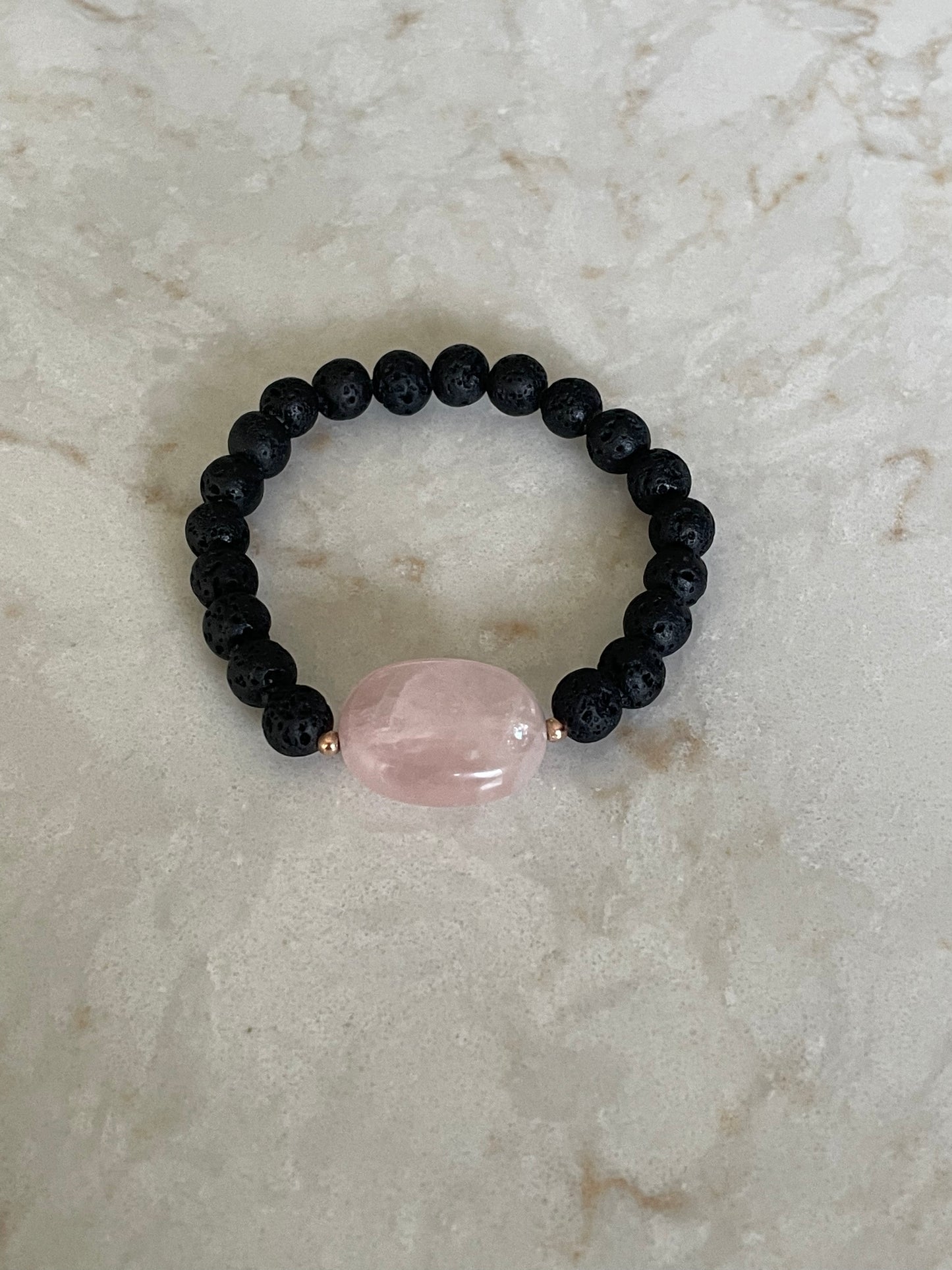 Rose Quartz lava bead bracelet