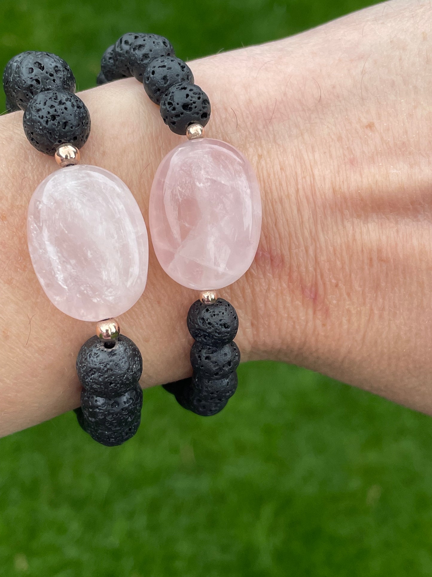 Rose Quartz lava bead bracelet
